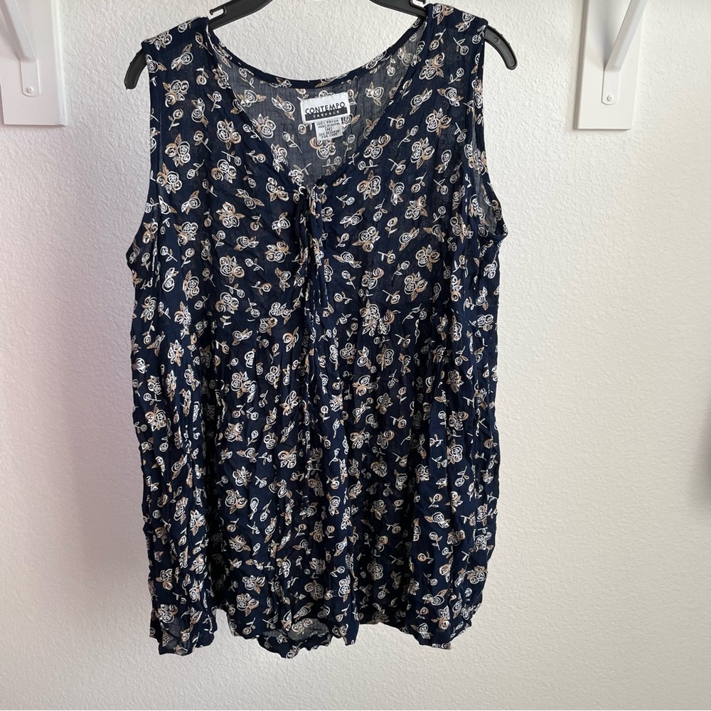 vintage contempo casuals navy blue floral mini dress